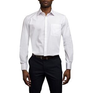 MWoT STACY‎ ADAMS Men's Big-Tall 39000 Solid Dress Shirt 19-34/35 White
